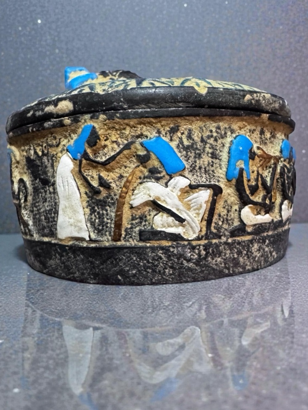 Ancient Egyptian Pharaonic Stone Carved Jewelry Box. New. - Picture 6 of 14